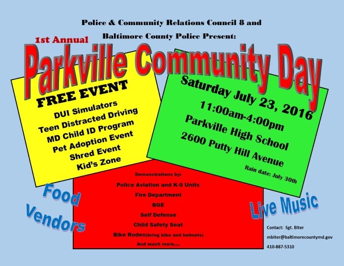 Parkville Community Day Flyer