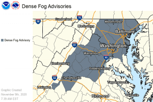 NWS Maryland Dense Fog Advisory 20201109