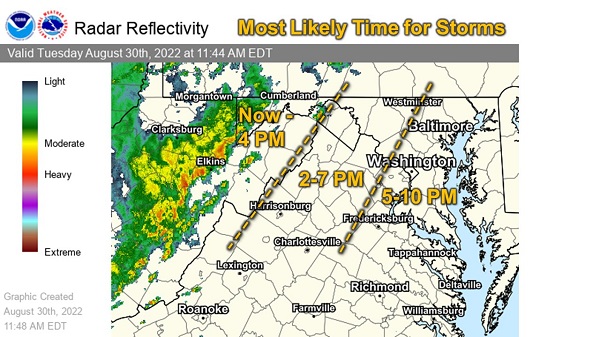 NWS Storm Arrivial Timeline 20220830