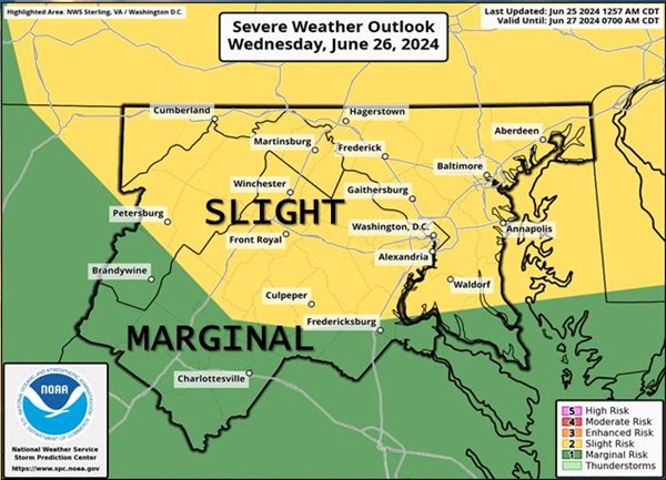 NWS Baltimore Storm Probability 20240626