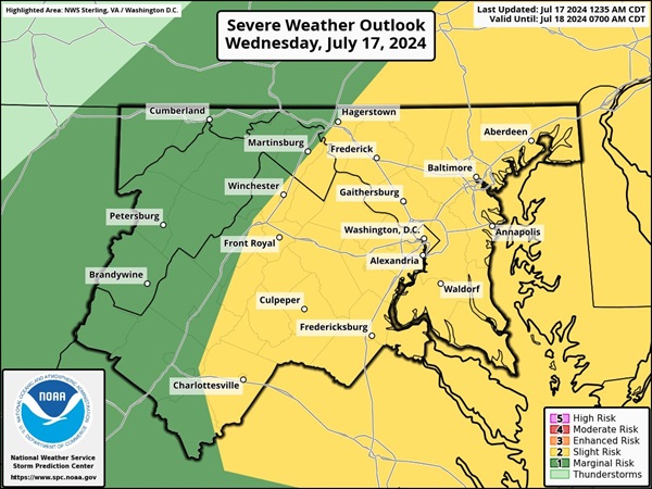 NWS Baltimore Storm Probability 20240717