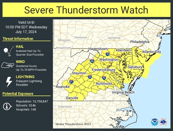 NWS Baltimore Thunderstorm Watch 20240717a