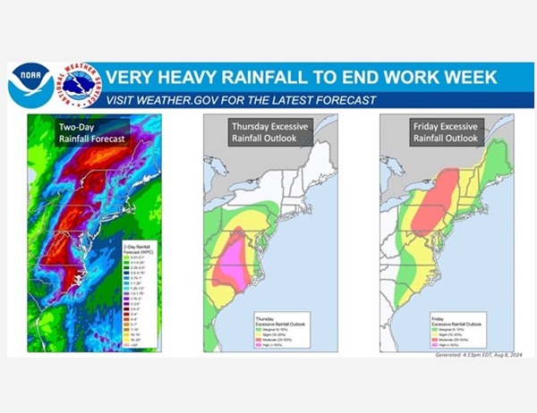 National Weather Service Debby Remnants East Coast 20240808