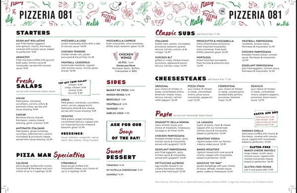 Pizzeria 081 Menu 1