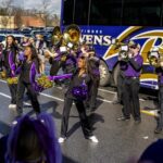 Baltimore Ravens Purple Friday Caravan Cheerleaders Marching