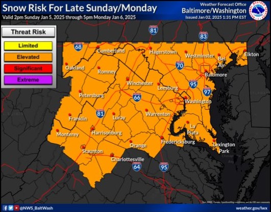 NWS Baltimore Elevated Winter Storm Threat 20250103