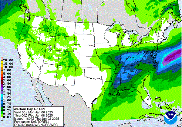 NWS Winter Precipitation Map 20250102