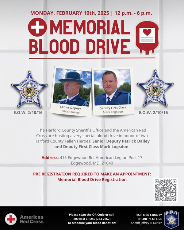 Harford County Sheriff's Office Memorial Blood Drive 20250210