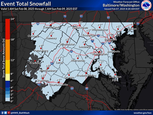 NWS Baltimore Snow Forecast 20250207