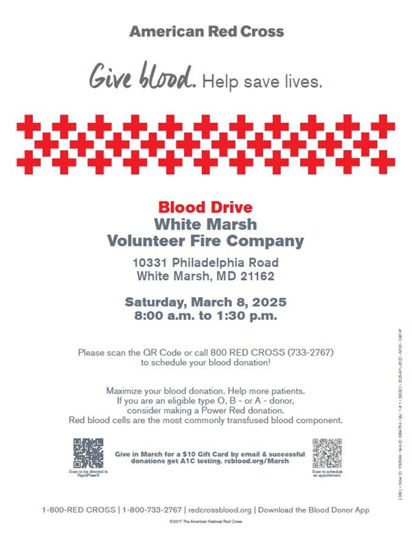 Red Cross Blood Drive White Marsh Volunteer Fire Company 20250308