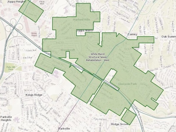 DPWT Parkville Carney MD Sewer Rehabilitation Map 202503