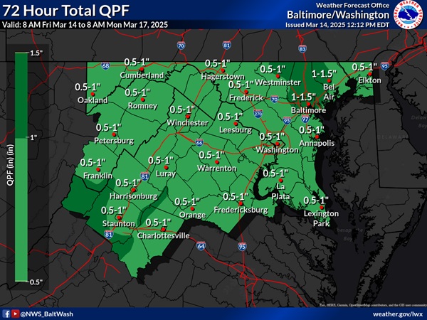 NWS Baltimore Precipitation Forecast 20250314