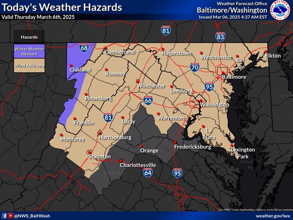 NWS Baltimore Wind Advisory 20250306