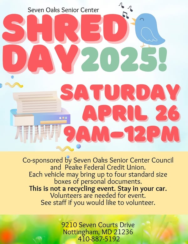 Seven Oaks Senior Center Shred Day 20250426